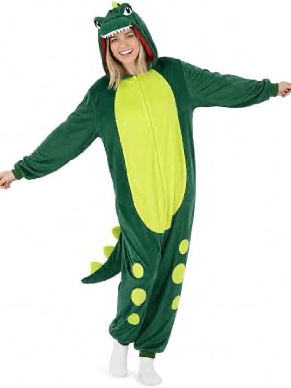 🦖Target Unisex Dinosaur Green One Piece Onesie Pull On Halloween Costume OSFM